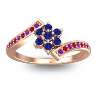 Blue Sapphire Fashion Ring In 18K Rose Gold With Amethyst And Ruby – Utpala Simple Ring