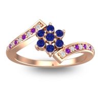 Blue Sapphire Fashion Ring In 18K Rose Gold With Lab Diamond And Amethyst – Utpala Simple Ring