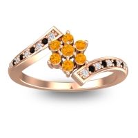 Citrine Fashion Ring In 18K Rose Gold With Diamond And Black Onyx – Utpala Simple Ring