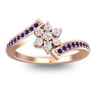 Diamond Fashion Ring In 18K Rose Gold With Blue Sapphire – Utpala Simple Ring