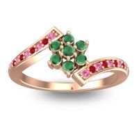 Emerald Fashion Ring In 18K Rose Gold With Pink Tourmaline And Ruby – Utpala Simple Ring
