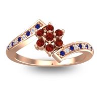 Garnet Fashion Ring In 18K Rose Gold With Blue Sapphire And Diamond – Utpala Simple Ring