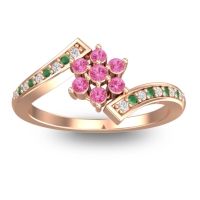 Pink Tourmaline Fashion Ring In 18K Rose Gold With Lab Diamond And Emerald – Utpala Simple Ring