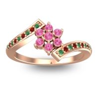 Pink Tourmaline Fashion Ring In 18K Rose Gold With Emerald And Garnet – Utpala Simple Ring