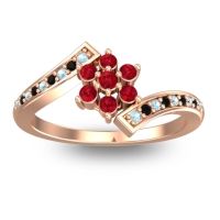 Ruby Fashion Ring In 18K Rose Gold With Aquamarine And Black Onyx – Utpala Simple Ring