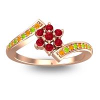 Ruby Fashion Ring In 18K Rose Gold With Citrine And Peridot – Utpala Simple Ring