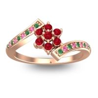 Ruby Fashion Ring In 18K Rose Gold With Emerald And Pink Tourmaline – Utpala Simple Ring