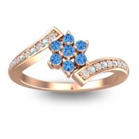 Swiss Blue Topaz Fashion Ring In 18K Rose Gold With Diamond And Aquamarine – Utpala Simple Ring