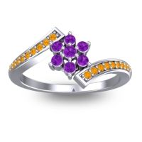 Amethyst Fashion Ring In Platinum With Citrine – Utpala Simple Ring