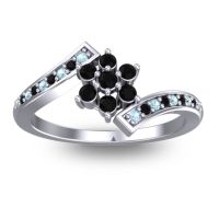 Black Onyx Fashion Ring In Palladium With Aquamarine – Utpala Simple Ring