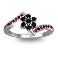 Black Onyx Fashion Ring In Platinum With Ruby – Utpala Simple Ring