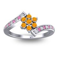 Citrine Fashion Ring In 18k White Gold With Diamond And Pink Tourmaline – Utpala Simple Ring