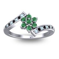 Emerald Fashion Ring In Palladium With Aquamarine And Black Onyx – Utpala Simple Ring