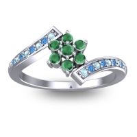 Emerald Fashion Ring In 18k White Gold With Aquamarine And Swiss Blue Topaz – Utpala Simple Ring