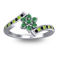 Emerald Fashion Ring In Palladium With Black Onyx And Peridot – Utpala Simple Ring