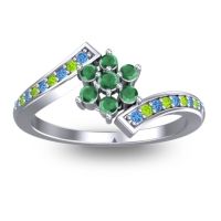 Emerald Fashion Ring In Platinum With Swiss Blue Topaz And Peridot – Utpala Simple Ring