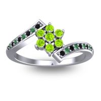 Peridot Fashion Ring In Palladium With Black Onyx And Emerald – Utpala Simple Ring