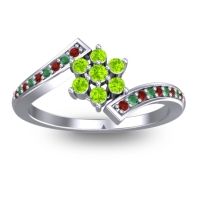 Peridot Fashion Ring In Platinum With Garnet And Emerald – Utpala Simple Ring