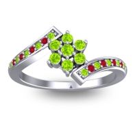 Peridot Fashion Ring In Platinum With Ruby – Utpala Simple Ring
