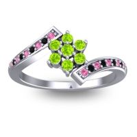 Peridot Fashion Ring In Palladium With Pink Tourmaline And Black Onyx – Utpala Simple Ring