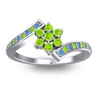 Peridot Fashion Ring In Palladium With Swiss Blue Topaz – Utpala Simple Ring
