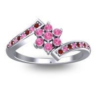 Pink Tourmaline Fashion Ring In Palladium With Garnet – Utpala Simple Ring