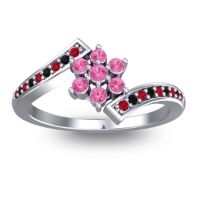 Pink Tourmaline Fashion Ring In Palladium With Ruby And Black Onyx – Utpala Simple Ring