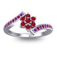 Ruby Fashion Ring In 18k White Gold With Amethyst – Utpala Simple Ring
