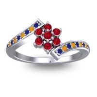Ruby Fashion Ring In Palladium With Blue Sapphire And Citrine – Utpala Simple Ring