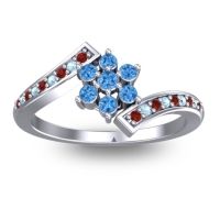 Swiss Blue Topaz Fashion Ring In Palladium With Garnet And Aquamarine – Utpala Simple Ring