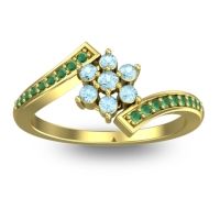 Aquamarine Fashion Ring In 18k Yellow Gold With Emerald – Utpala Simple Ring