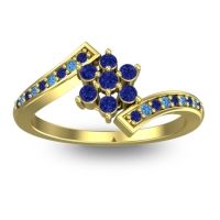 Blue Sapphire Fashion Ring In 18k Yellow Gold With Swiss Blue Topaz – Utpala Simple Ring