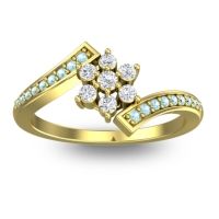 Lab Diamond Fashion Ring In 18k Yellow Gold With Aquamarine – Utpala Simple Ring