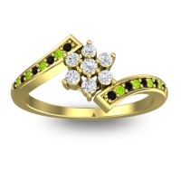 Diamond Fashion Ring In 18k Yellow Gold With Black Onyx And Peridot – Utpala Simple Ring