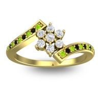 Diamond Fashion Ring In 18k Yellow Gold With Peridot And Black Onyx – Utpala Simple Ring