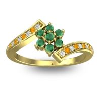 Emerald Fashion Ring In 18k Yellow Gold With Lab Diamond And Citrine – Utpala Simple Ring