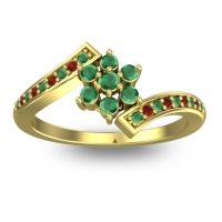 Emerald Fashion Ring In 18k Yellow Gold With Garnet – Utpala Simple Ring