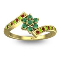 Emerald Fashion Ring In 18k Yellow Gold With Garnet And Peridot – Utpala Simple Ring
