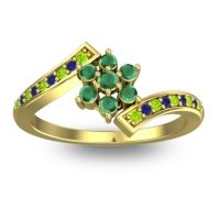 Emerald Fashion Ring In 18k Yellow Gold With Peridot And Blue Sapphire – Utpala Simple Ring