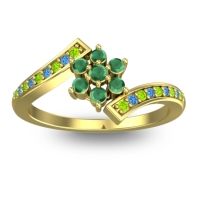 Emerald Fashion Ring In 18k Yellow Gold With Peridot And Swiss Blue Topaz – Utpala Simple Ring