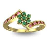 Emerald Fashion Ring In 18k Yellow Gold With Pink Tourmaline And Garnet – Utpala Simple Ring