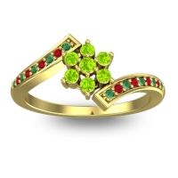 Peridot Fashion Ring In 18k Yellow Gold With Emerald And Ruby – Utpala Simple Ring