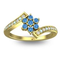 Swiss Blue Topaz Fashion Ring In 18k Yellow Gold With Diamond And Aquamarine – Utpala Simple Ring