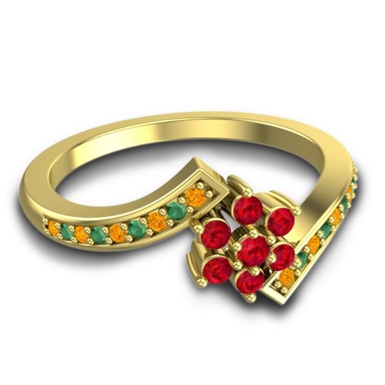 Simple Floral Pave Utpala Ring