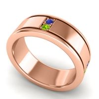 Men's Grooved Gemstone 8mm Band