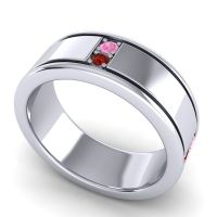Men's Grooved Gemstone 8mm Band