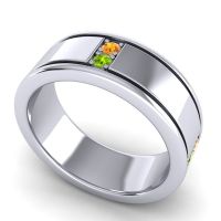 Men's Grooved Gemstone 8mm Band