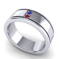 Men's Grooved Gemstone 8mm Band