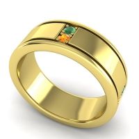 Men's Grooved Gemstone 8mm Band
