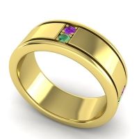 Men's Grooved Gemstone 8mm Band